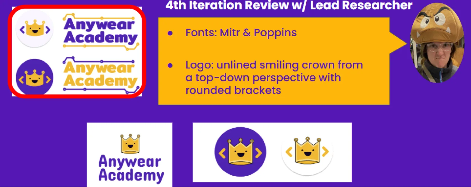 The two final Anywear Academy logo options